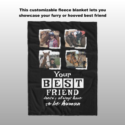Paardenliefhebber 4 foto beste vriend zwart wit fleece deken