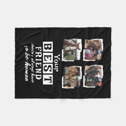 Paardenliefhebber 4 foto beste vriend zwart wit fleece deken (Voorkant (Horizontaal))