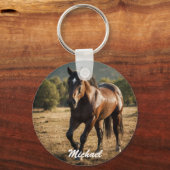 Paardenliefhebber Aangepaste foto en naam geperson Sleutelhanger (Achterkant)