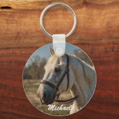 Paardenliefhebber Aangepaste foto en naam geperson Sleutelhanger (Voorkant)