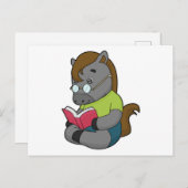 Paardenliefhebber Boek Bril Briefkaart (Voorkant / Achterkant)