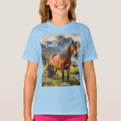 Paardenliefhebber Brown Mustang Kinder T-shirt (Voorkant)