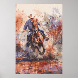 Paardenliefhebber Cowboy Western Art Poster