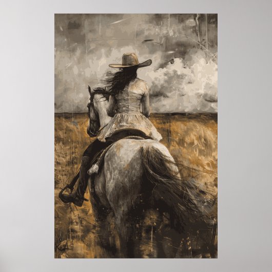 Paardenliefhebber Cowgirl Art Poster (Voorkant)