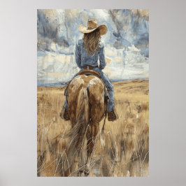 Paardenliefhebber Cowgirl Art Poster