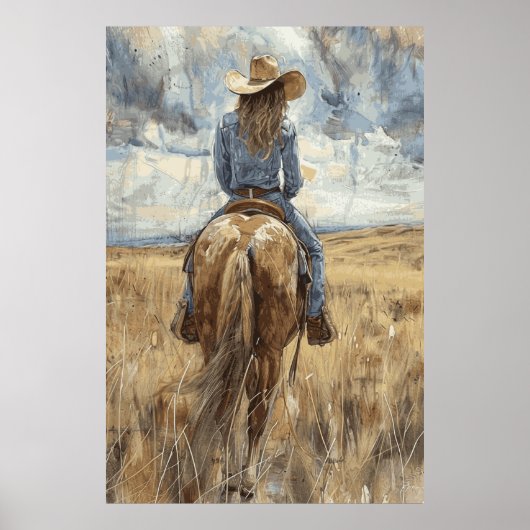 Paardenliefhebber Cowgirl Art Poster (Voorkant)