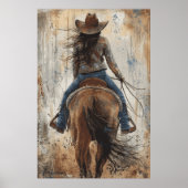 Paardenliefhebber Cowgirl Art Poster (Voorkant)