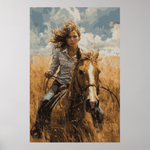 Paardenliefhebber Cowgirl Art Poster