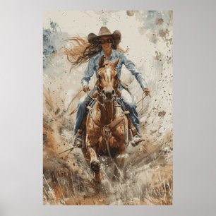 Paardenliefhebber Cowgirl Art Poster