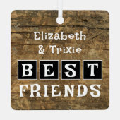 Paardenliefhebber foto namen zwart rustiek metalen ornament (Achterkant)