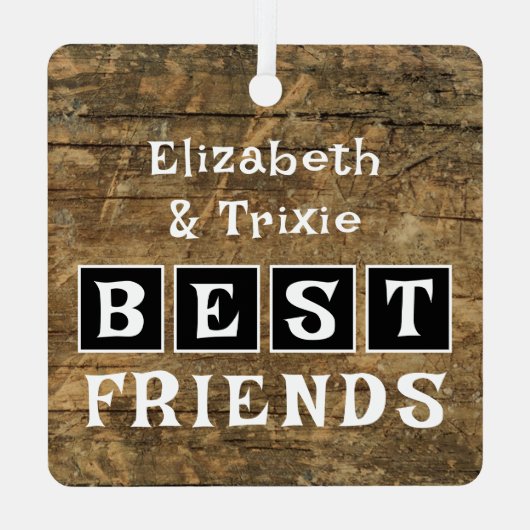 Paardenliefhebber foto namen zwart rustiek metalen ornament (Achterkant)