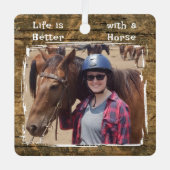 Paardenliefhebber foto namen zwart rustiek metalen ornament (Voorkant)