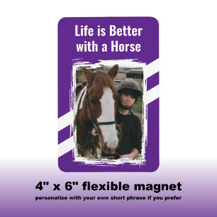 Paardenliefhebber foto wit paarse magneet