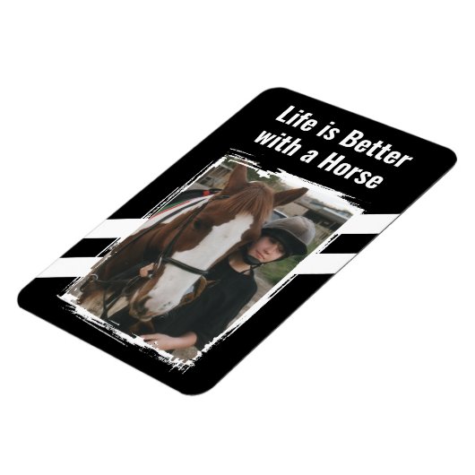 Paardenliefhebber foto wit zwart magneet (Linkerzijde)