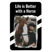 Paardenliefhebber foto wit zwart magneet (Verticaal)
