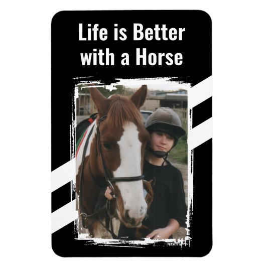 Paardenliefhebber foto wit zwart magneet (Verticaal)