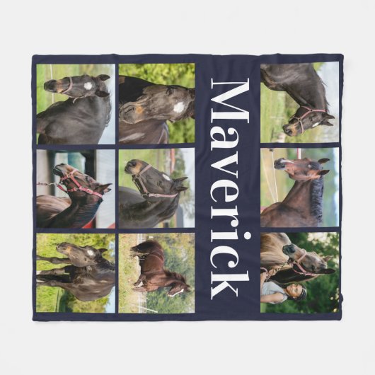 Paardenliefhebber Fotocollage Custom Equine Afbeel Fleece Deken (Voorkant (Horizontaal))