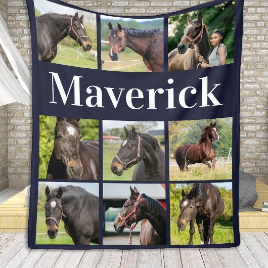 Paardenliefhebber Fotocollage Custom Equine Afbeel Fleece Deken