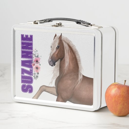 Paardenliefhebber gepersonaliseerde metalen lunchb (In situ)