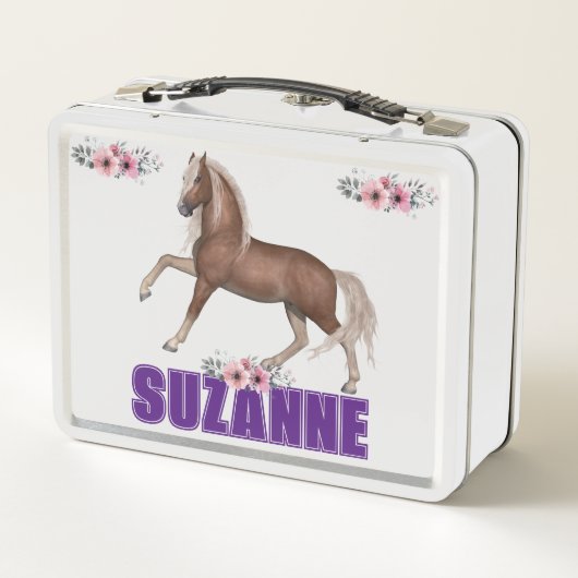 Paardenliefhebber gepersonaliseerde metalen lunchb (Achterkant)