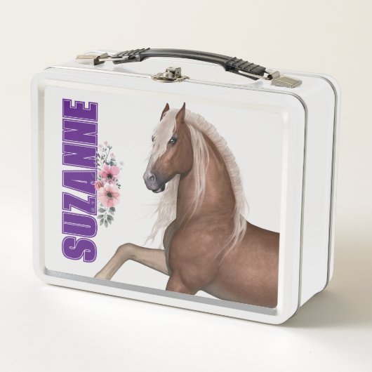 Paardenliefhebber gepersonaliseerde metalen lunchb (Voorkant)