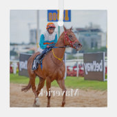 Paardenliefhebber Gepersonaliseerde Pet Photo Ruit Glas Ornament (Achterkant)