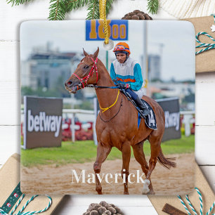 Paardenliefhebber Gepersonaliseerde Pet Photo Ruit Keramisch Ornament