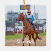 Paardenliefhebber Gepersonaliseerde Pet Photo Ruit Keramisch Ornament (Voorkant)