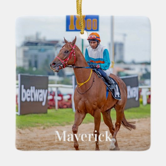 Paardenliefhebber Gepersonaliseerde Pet Photo Ruit Keramisch Ornament (Voorkant)