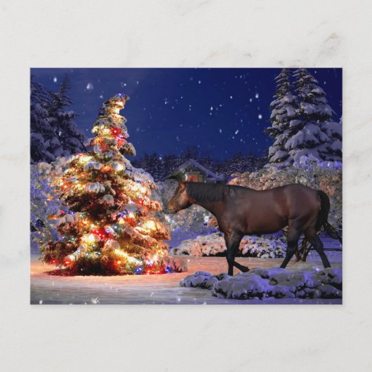 Paardenliefhebber kerstboom Silent night Briefkaart (Voorkant)