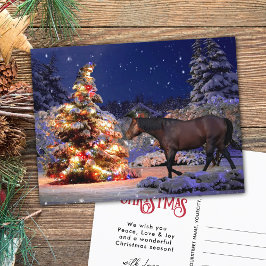 Paardenliefhebber kerstboom Silent night Briefkaart
