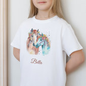 Paardenliefhebber kinder naam waterverf rijder t-shirt