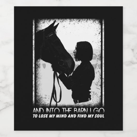 paardenliefhebber | Paard en meisje Wijn Etiket (Enkel label)