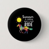 Paardenliefhebber Paardrijden Zomer Vac Ronde Button 5,7 Cm (Voorkant)