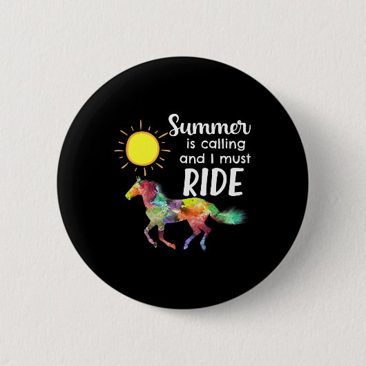 Paardenliefhebber Paardrijden Zomer Vac Ronde Button 5,7 Cm (Voorkant)