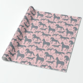 Paardenliefhebber Roze en grijze paarden en pony's Cadeaupapier (Uitgerold)