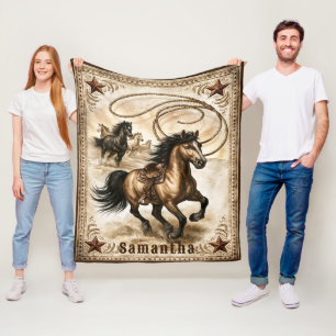 Paardenliefhebber Rustieke Western Lasso Sterren Fleece Deken