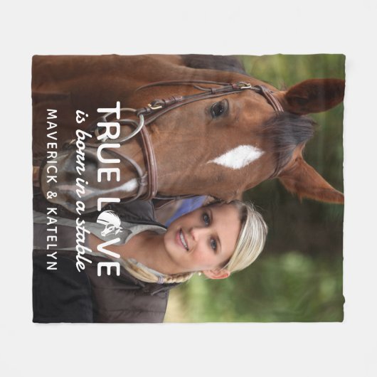 Paardenliefhebber Ware Liefde Stabiele Aangepaste  Fleece Deken (Voorkant (Horizontaal))