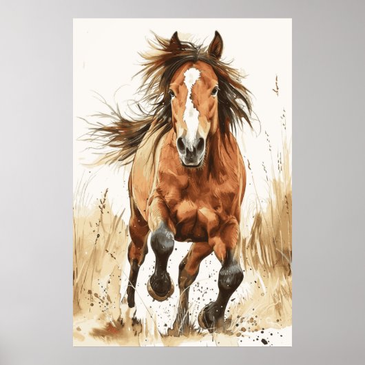 Paardenliefhebber Waterverf Art Poster (Voorkant)