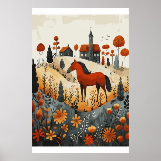 Paardenliefhebber Waterverf Art Poster (Voorkant)