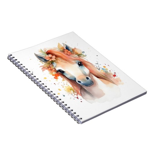 Paardenliefhebber Waterverf Illustratie Leuk Paard Notitieboek (Rechterzijde)