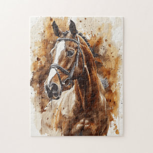 Paardenliefhebber Waterverf Kunst voor Verjaardag Legpuzzel