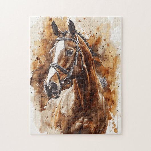 Paardenliefhebber Waterverf Kunst voor Verjaardag Legpuzzel (Verticaal)