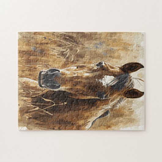 Paardenliefhebber Waterverf Kunst voor Verjaardag Legpuzzel (Horizontaal)