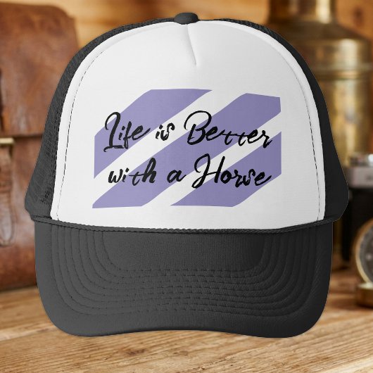 Paardenliefhebber wit paars trucker pet