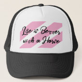 Paardenliefhebber wit roze trucker pet (Voorkant)