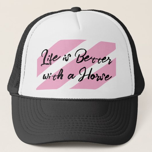 Paardenliefhebber wit roze trucker pet (Voorkant)