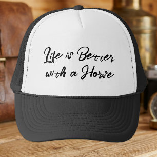 Paardenliefhebber wit zwart trucker pet