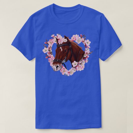 Paardenliefhebbers bruin paard met bloemen 1 t-shirt (Design voorkant)