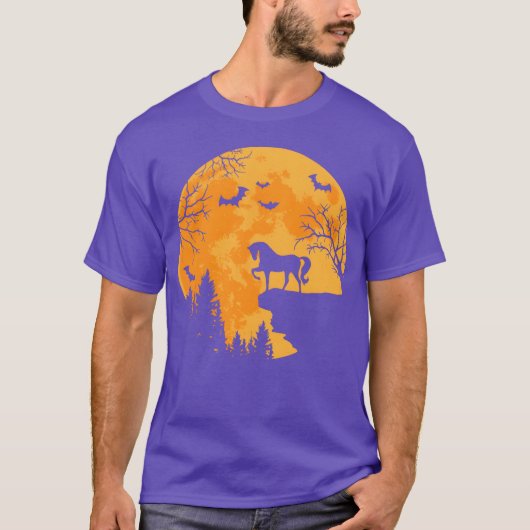 Paardenliefhebbers grappig paard en maan Halloween T-shirt (Voorkant)